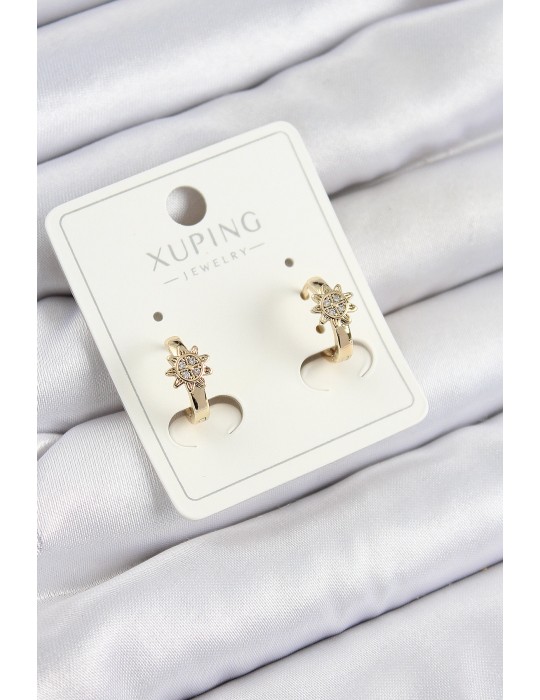 Xuping Zirkon Taşlı Çiçek Model Gold Renk Kadın Küpe - TJ-BKP10849