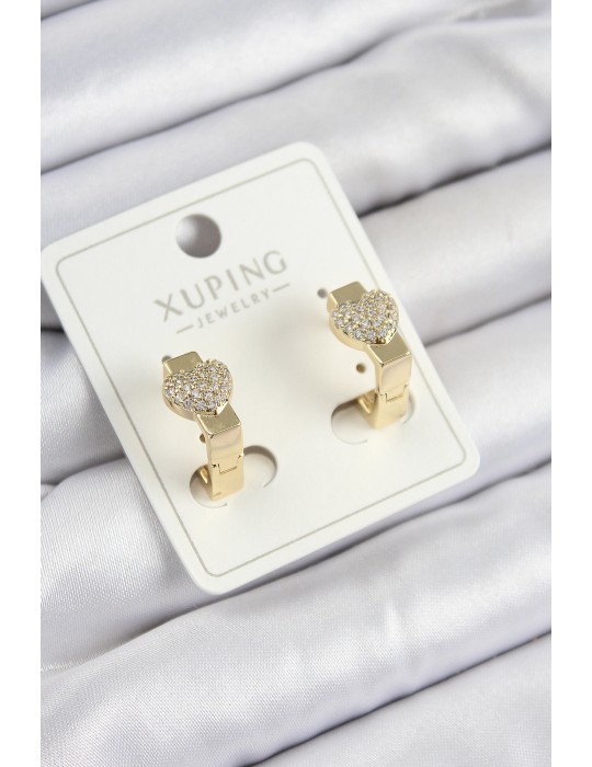 Xuping Zirkon Taşlı Kalp Model Gold Renk Kadın Küpe - TJ-BKP10857
