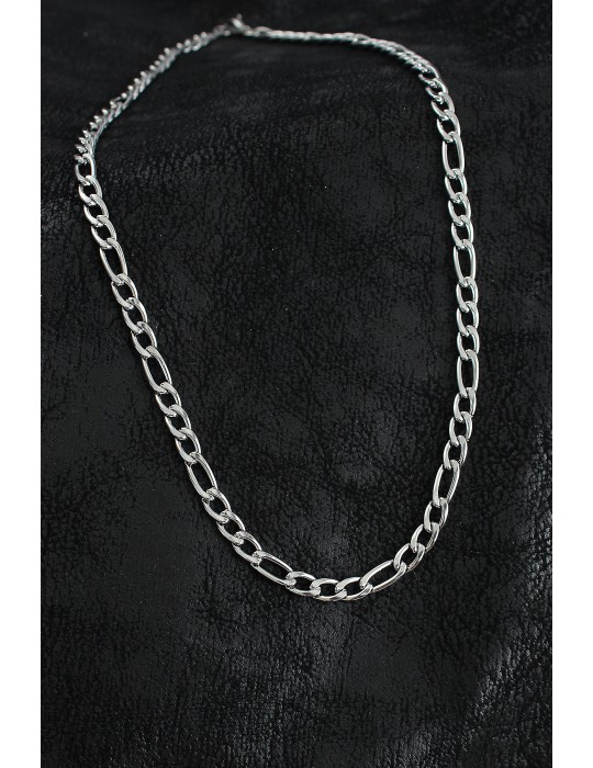 316L Çelik Kalın Figaro Zincir Model Gümüş Renk Erkek Kolye - TJ-ERK1394