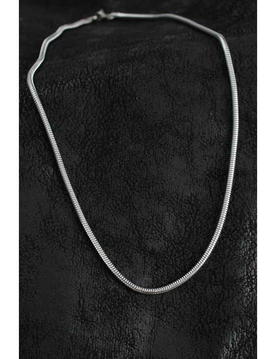 316L Çelik Oval İtalyan Zincir Model Gümüş Renk Erkek Kolye - TJ-ERK1396