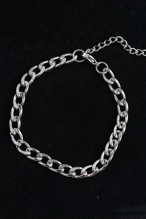 316L Çelik Kalın Klasik Model Gümüş Renk Erkek Bileklik - TJ-EB3741