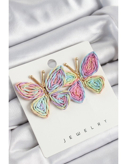 Pirinç Rainbow Model Gold Renk Kadın Hasır Küpe - TJ-BKP10892