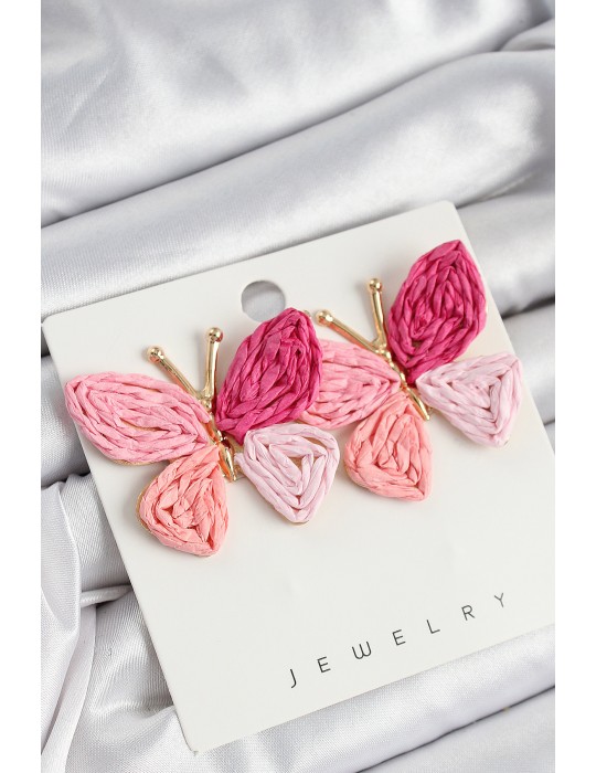 Pirinç Pembe Model Gold Renk Kadın Hasır Küpe - TJ-BKP10893