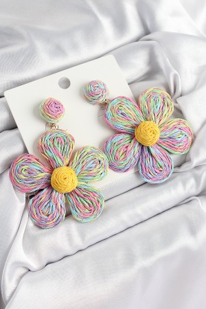 Pirinç Rainbow Papatya Model Gold Renk Kadın Hasır Küpe - TJ-BKP10895 Pirinç Rainbow Papatya Model Gold Renk Kadın Hasır Küpe - TJ-BKP10895