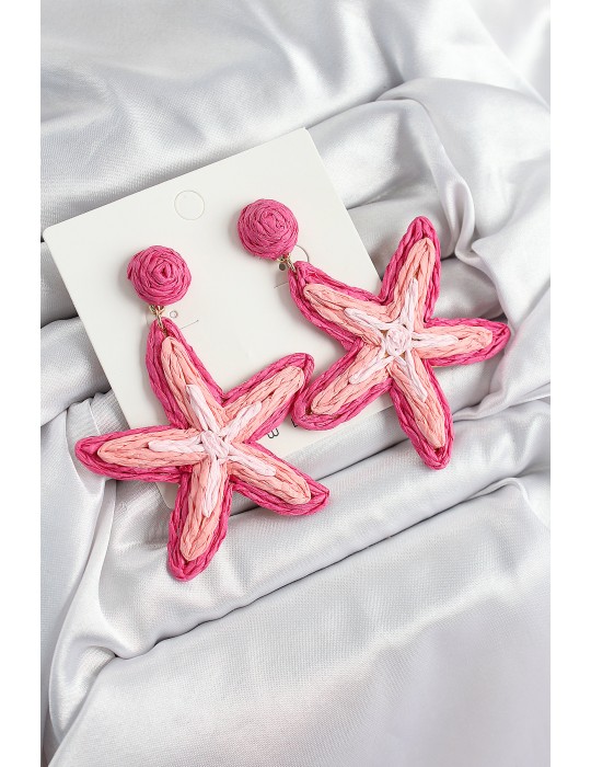 Pirinç Pembe Deniz Yıldızı Model Gold Renk Kadın Hasır Küpe - TJ-BKP10899