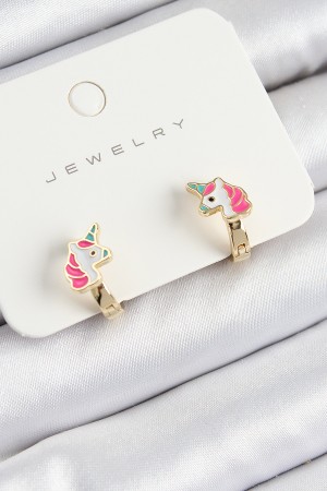 Pirinç Unıcorn Model Gold Renk Çocuk Küpe - TJ-BKP10905 Pirinç Unıcorn Model Gold Renk Çocuk Küpe - TJ-BKP10905