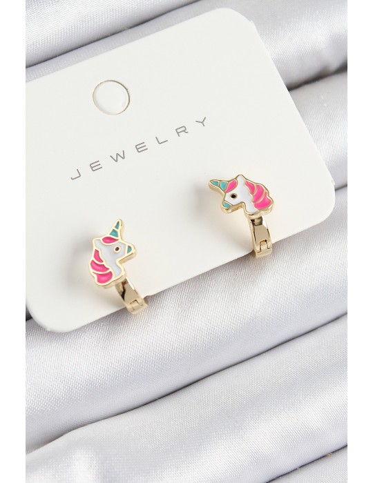 Pirinç Unıcorn Model Gold Renk Çocuk Küpe - TJ-BKP10905