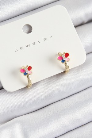 Pirinç Zirkon Taşlı Model Gold Renk Çocuk Küpe - TJ-BKP10908