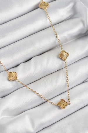 316L Çelik Yonca Model Gold Renk Kadın Kolye - TJ-BKO10378 316L Çelik Yonca Model Gold Renk Kadın Kolye - TJ-BKO10378