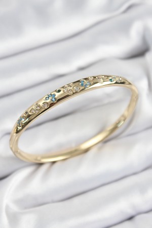 Pirinç Zirkon Taşlı Model Gold Renk Kadın Kelepçe - TJ-BB7568