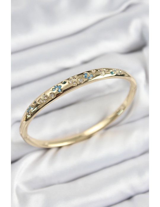 Pirinç Zirkon Taşlı Model Gold Renk Kadın Kelepçe - TJ-BB7568