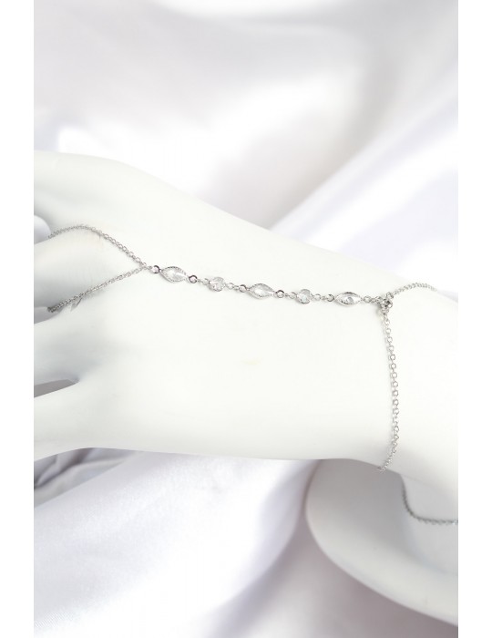 Pirinç Zirkon Taşlı Y Model Gümüş Renk Kadın Şahmeran - TJ-SN692