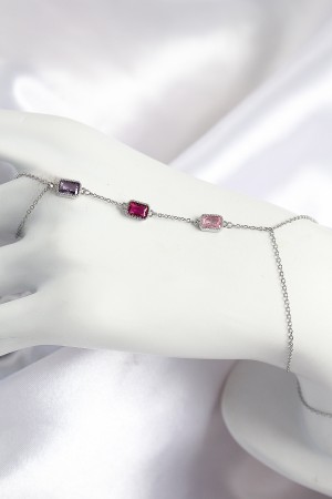 Pirinç Renkli Zirkon Taşlı Dikdörtgen Model Gümüş Renk Kadın Şahmeran - TJ-SN694 Pirinç Renkli Zirkon Taşlı Dikdörtgen Model Gümüş Renk Kadın Şahmeran - TJ-SN694