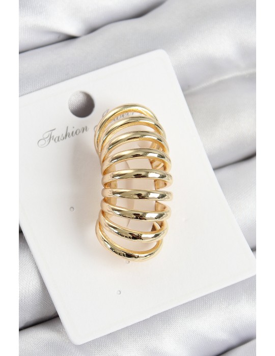 Pirinç Yay Model Gold Renk Sağ Kıkırdak Küpe - TJ-BKP10994