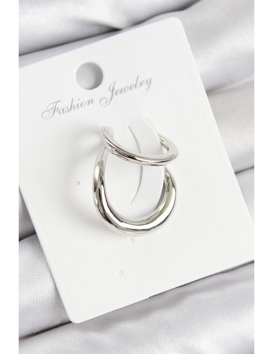 Pirinç Halka Model Gümüş Renk Sağ Kıkırdak Küpe - TJ-BKP10997