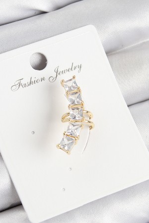 Pirinç Zirkon Taşlı Model Gold Renk Sağ Kıkırdak Küpe - TJ-BKP11000