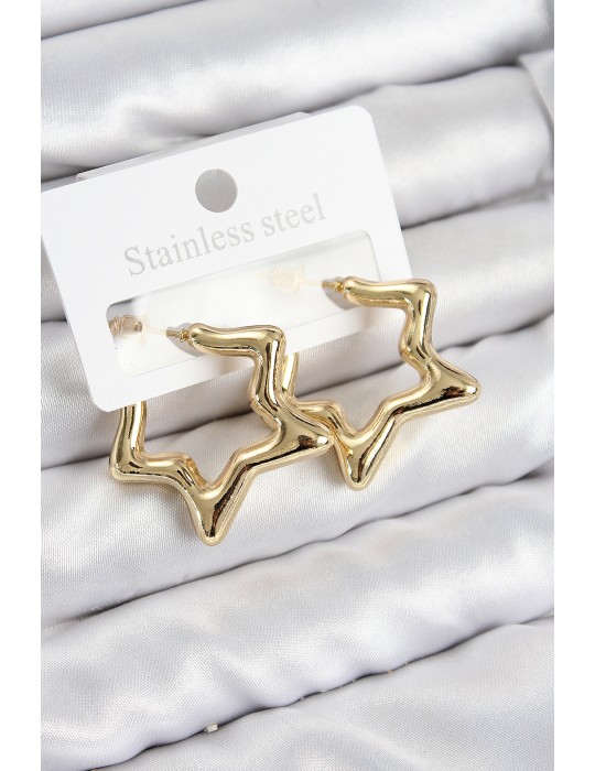 Pirinç Yıldız Model Gold Renk Kadın Küpe - TJ-BKP11012