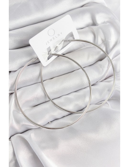 Pirinç Halka Model Gümüş Renk Kadın Küpe - TJ-BKP11036