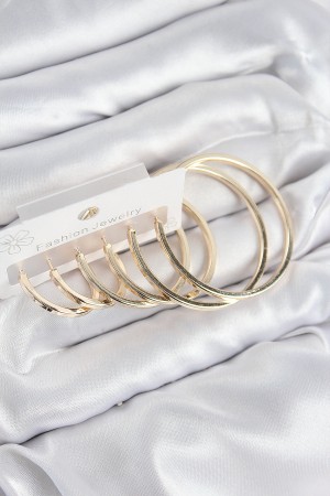 Pirinç Halka Model Gold Renk Kadın Set Küpe - TJ-BKP11051 Pirinç Halka Model Gold Renk Kadın Set Küpe - TJ-BKP11051