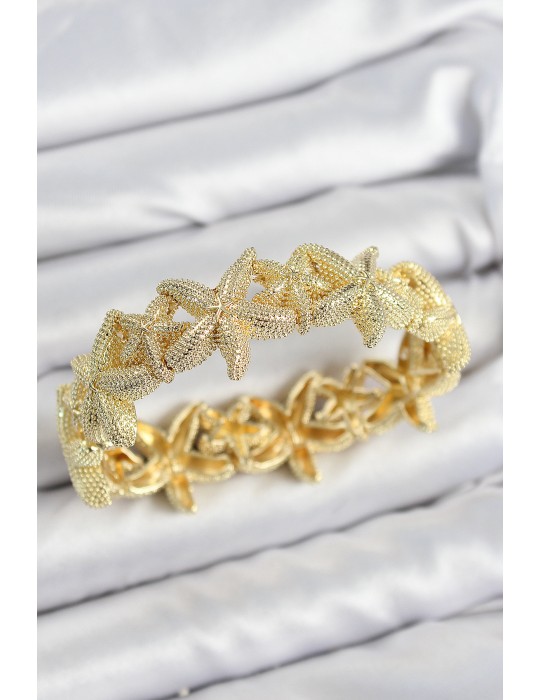 Pirinç Deniz Yıldızı Model Gold Renk Lastikli Kadın Bileklik - TJ-BB7650