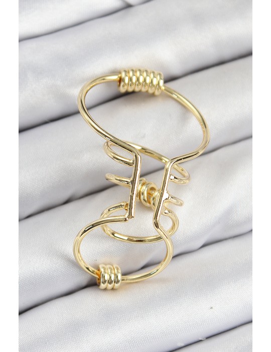 Pirinç Halkalı Model Gold Renk Kıkırdak Küpe - TJ-BKP11060