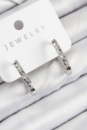 Pirinç Zirkon Taşlı Çiçek Desenli Model Gümüş Renk Kadın Küpe - TJ-BKP11061 Pirinç Zirkon Taşlı Çiçek Desenli Model Gümüş Renk Kadın Küpe - TJ-BKP11061