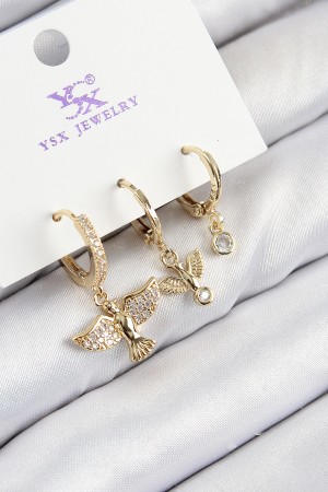 Pirinç Zirkon Taşlı 3'lü Kuş Model Gold Renk Kadın Küpe - TJ-BKP11140 Pirinç Zirkon Taşlı 3'lü Kuş Model Gold Renk Kadın Küpe - TJ-BKP11140