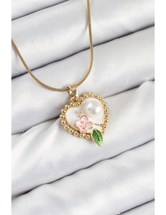 316L Çelik Sanatsal Portre Model Gold Renk Kadın Kolye - TJ-BKO10486