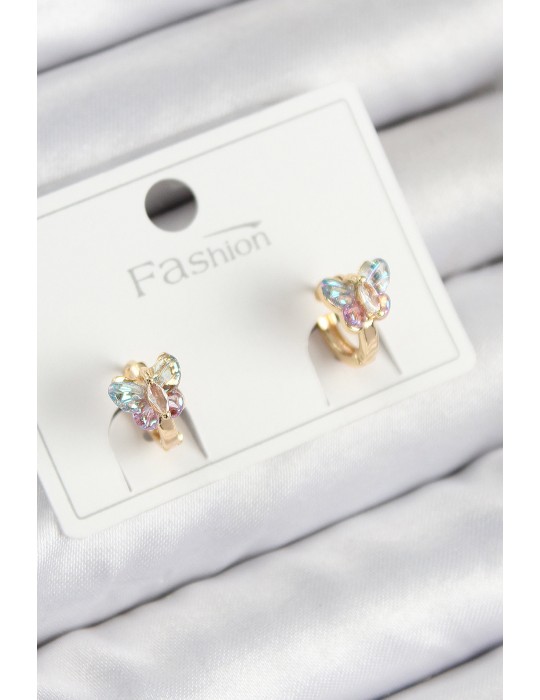 Pirinç Zirkon Taşlı Model Gold Renk Çocuk Küpe - TJ-BKP11194