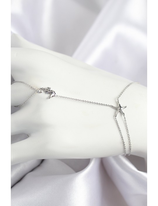 Pirinç Zirkon Taşlı Deniz Atı Ve Yıldız Model Gümüş Renk Şahmeran - TJ-SN712