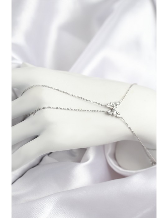 Pirinç Zirkon Taşlı Model Gümüş Renk Şahmeran - TJ-SN716