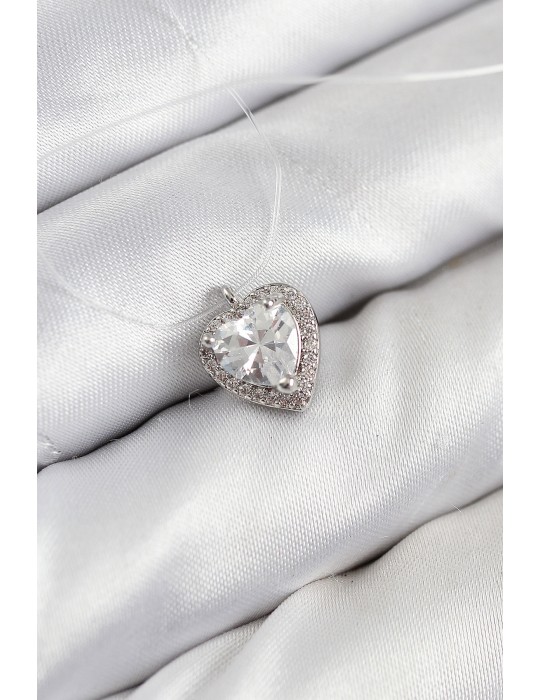 Misineli Kalp Model Gümüş Renk Hayalet Kolye - TJ-BKO10503