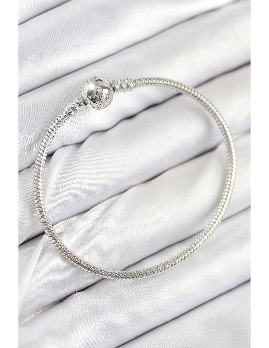 Pirinç Charm Topcuk Model Gümüş Renk Kadın Bileklik - TJ-BB7801