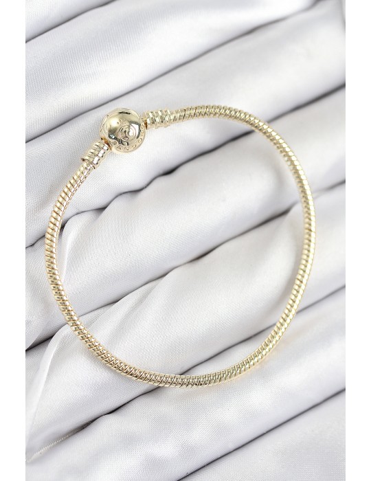 Pirinç Charm Topcuk Model Gold Renk Kadın Bileklik - TJ-BB7807