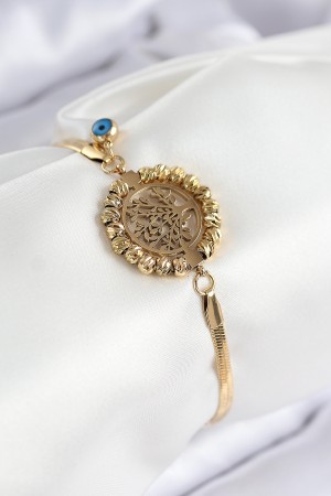 316L Çelik Nazar Boncuk Detaylı Hayat Ağacı Model İtalyan Zincir Gold Renk Kadın Bileklik - TJ-BB7827 316L Çelik Nazar Boncuk Detaylı Hayat Ağacı Model İtalyan Zincir Gold Renk Kadın Bileklik - TJ-BB7827