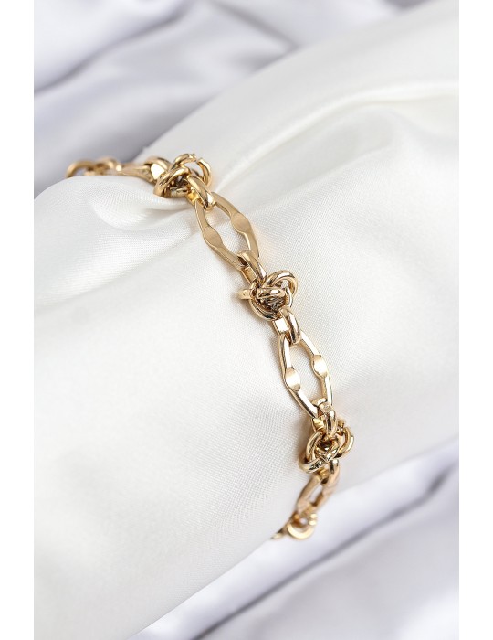 316L Çelik Parçalı Zincir Model Gold Renk Kadın Bileklik - TJ-BB7847