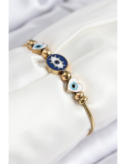 316L Çelik Göz Charm Model Gold Renk Kadın Bileklik - TJ-BB7843