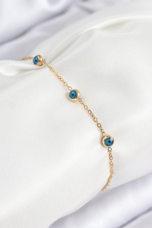 316L Çelik Nazar Boncuğu Model Gold Renk Kadın Bileklik - TJ-BB7841 316L Çelik Nazar Boncuğu Model Gold Renk Kadın Bileklik - TJ-BB7841