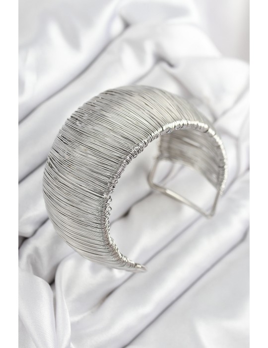 Pirinç Tel Sarma Model Gümüş Renk Kadın Bileklilk - TJ-BB7894