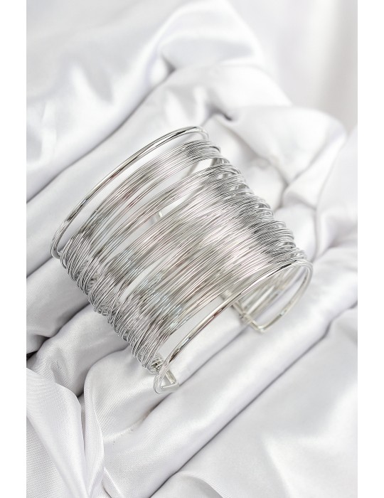Pirinç Tel Sarma Model Gümüş Renk Kadın Bileklilk - TJ-BB7896