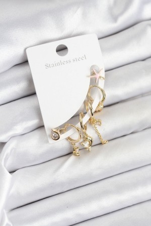 Pirinç Gold Renk Set Küpe - TJ-BKP11215