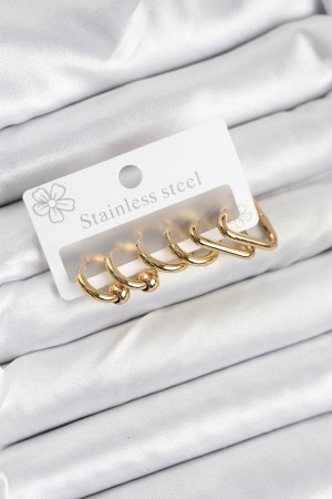 316L Çelik Gold Renk Kadın Küpe Seti - TJ-BKP11222
