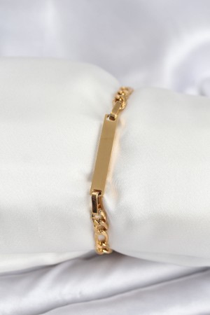 316L Çelik Gold Renk Yazı Yazmaya Uygun Kadın Bileklik - TJ-BB7916