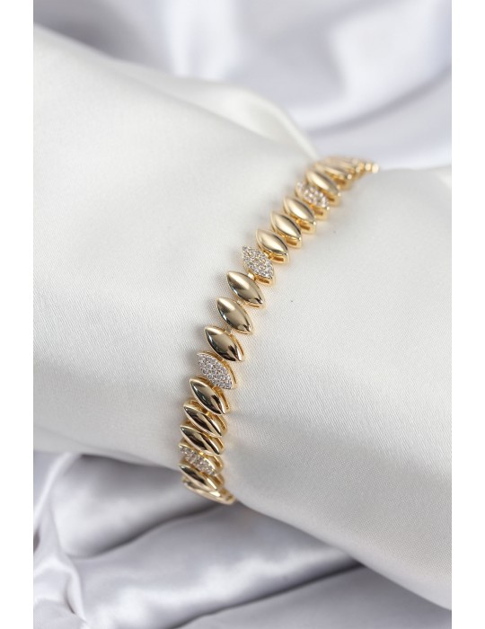 Pirinç VIP Seri Gold Renk Arpa Model Kadın Bileklik - TJ-BB7924