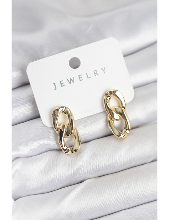 Pirinç Gold Renk Zincir Model Kadın Küpe - TJ-BKP11233