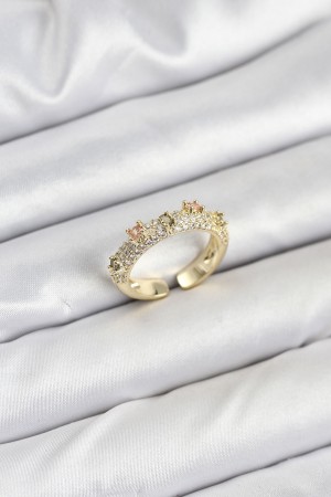 Pirinç Gold Renk Zirkon Taşlı Vintage Kadın Yüzük - TJ-BYK3832 Pirinç Gold Renk Zirkon Taşlı Vintage Kadın Yüzük - TJ-BYK3832