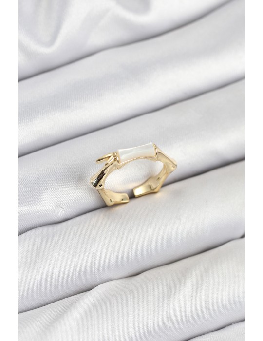 Pirinç Gold Renk Kemik Model Kadın Yüzük - TJ-BYK3848