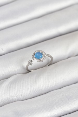 Pirinç Gümüş Renk Zirkon Taşlı Ay Yıldız Kadın Yüzük - TJ-BYK3861 Pirinç Gümüş Renk Zirkon Taşlı Ay Yıldız Kadın Yüzük - TJ-BYK3861