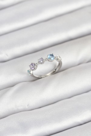 Pirinç Gümüş Renk Renkli Zirkon Taşlı Kadın Yüzük - TJ-BYK3867 Pirinç Gümüş Renk Renkli Zirkon Taşlı Kadın Yüzük - TJ-BYK3867