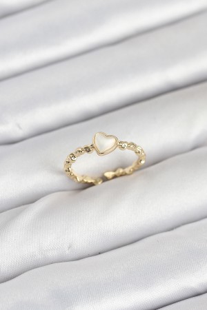 Pirinç Gold Renk Kalpli Model Kadın Yüzük - TJ-BYK3874 Pirinç Gold Renk Kalpli Model Kadın Yüzük - TJ-BYK3874